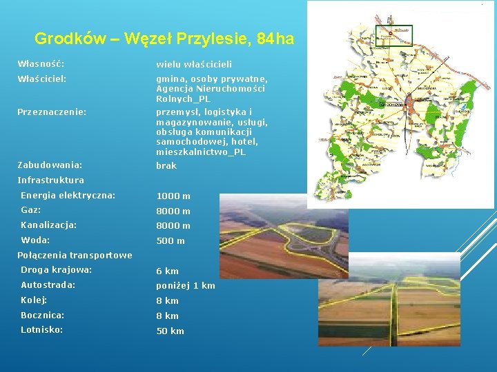 Grodków – Węzeł Przylesie, 84 ha Własność: wielu właścicieli Właściciel: gmina, osoby prywatne, Agencja