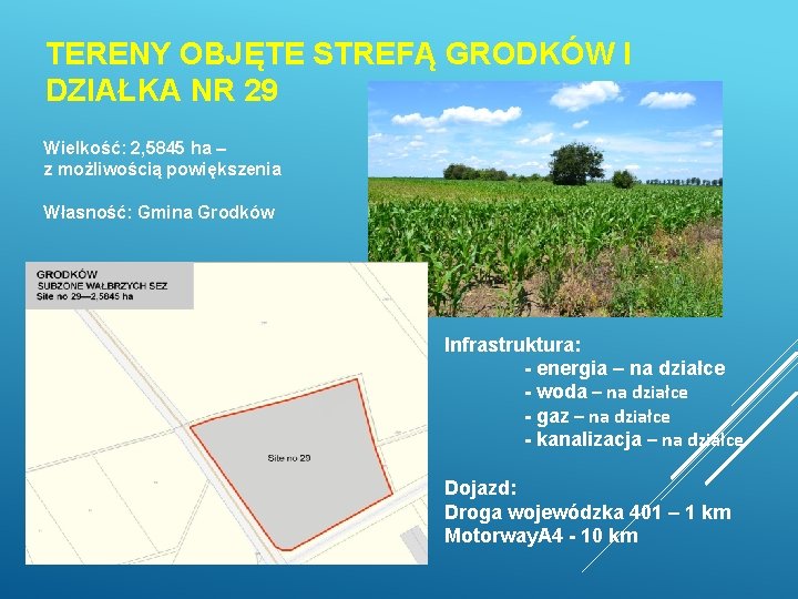 TERENY OBJĘTE STREFĄ GRODKÓW I DZIAŁKA NR 29 Wielkość: 2, 5845 ha – z