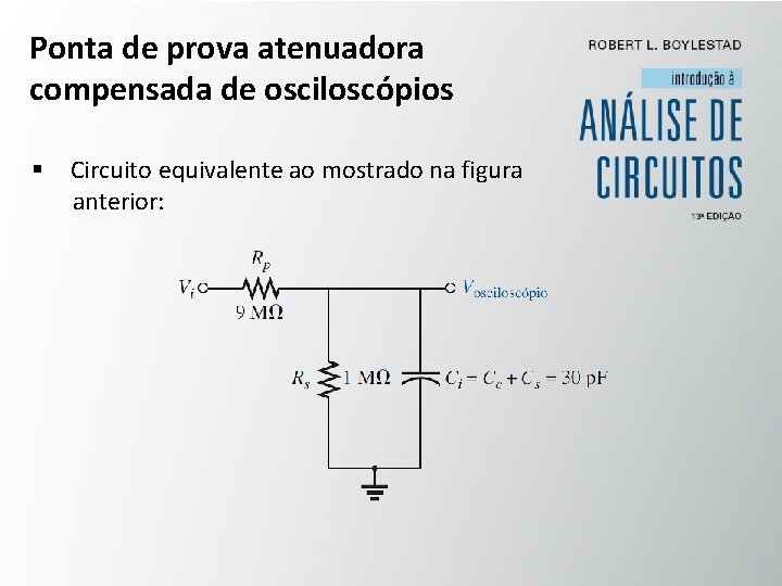 Ponta de prova atenuadora compensada de osciloscópios § Circuito equivalente ao mostrado na figura