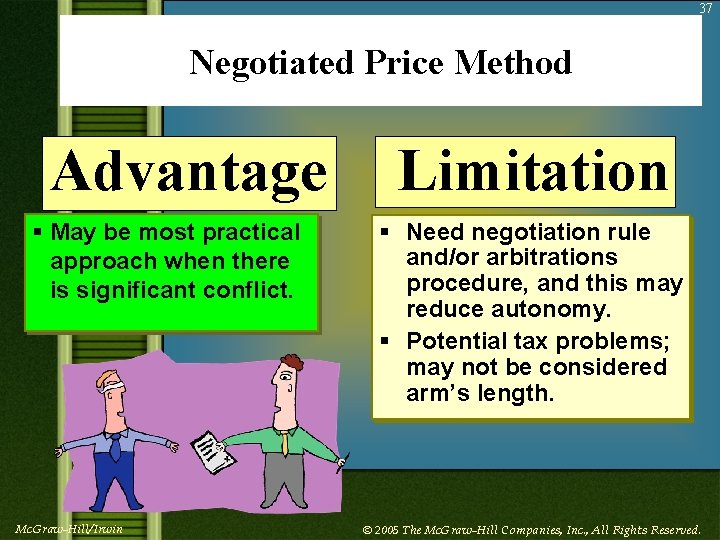 37 Negotiated Price Method Advantage § May be most practical approach when there is