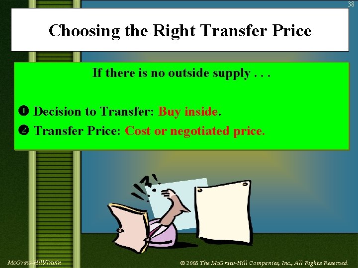 38 Choosing the Right Transfer Price If there is no outside supply. . .