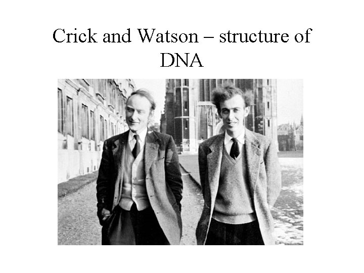 Crick and Watson – structure of DNA 