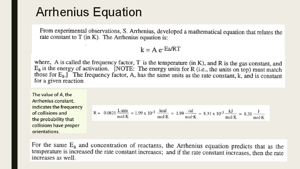 Arrhenius Equation 