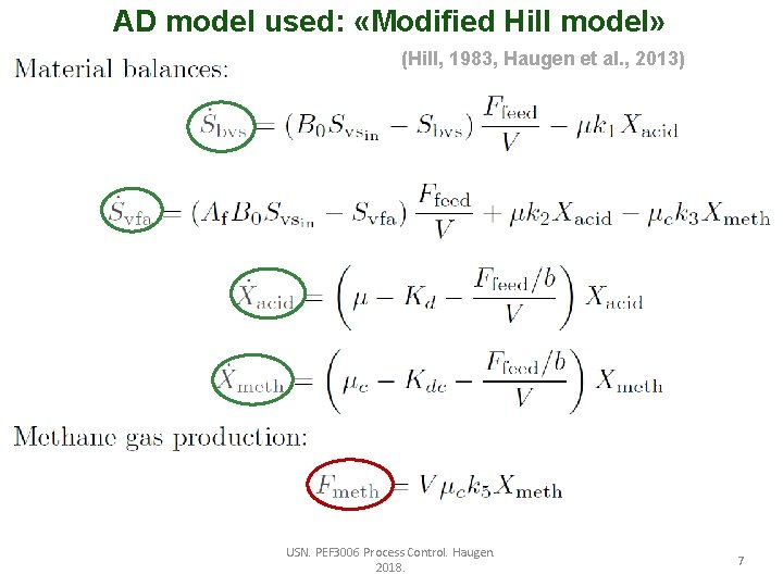 AD model used: «Modified Hill model» (Hill, 1983, Haugen et al. , 2013) USN.