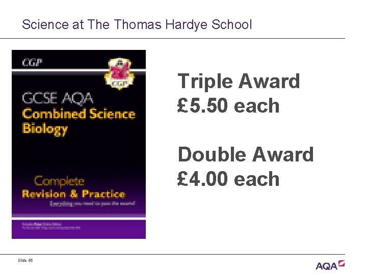 Science at The Thomas Hardye School Triple Award £ 5. 50 each Double Award