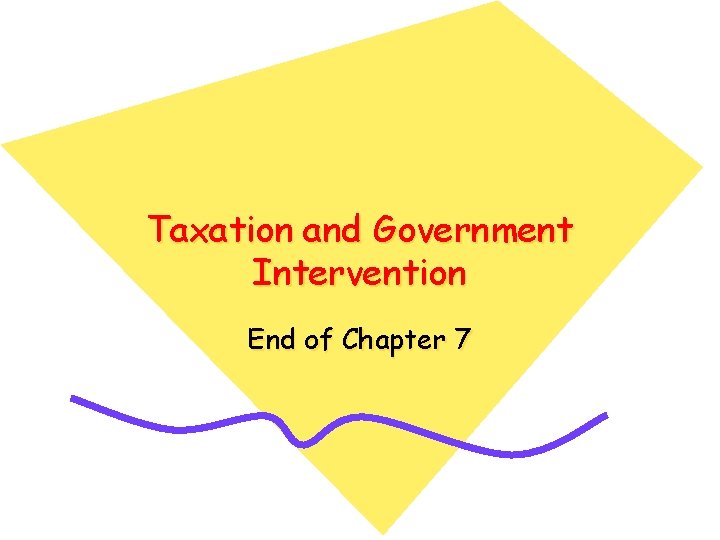 Taxation and Government Intervention End of Chapter 7 