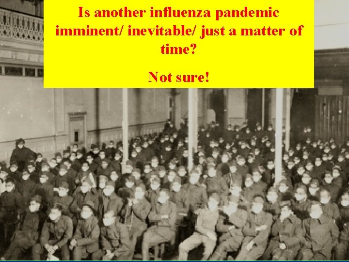 Is another influenza pandemic imminent/ inevitable/ just a matter of time? Not sure! 