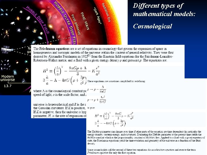 Different types of mathematical models: Cosmological 