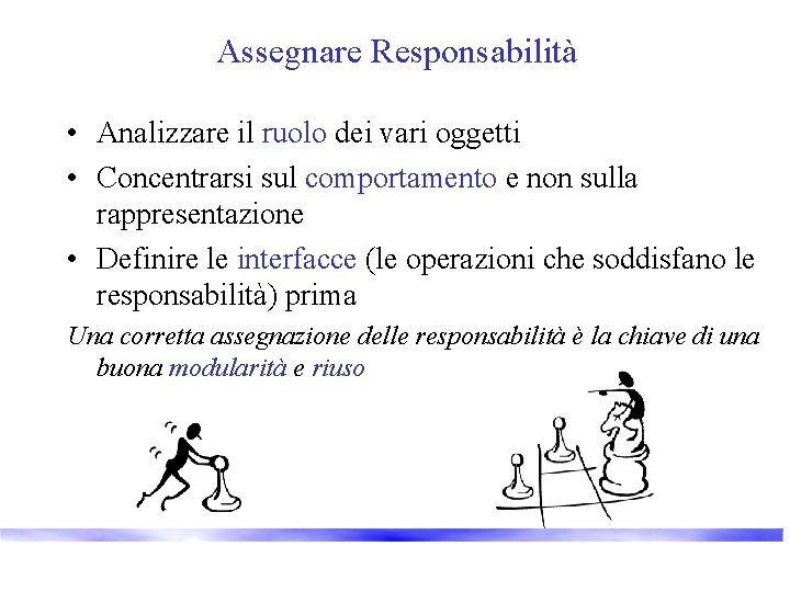 Assegnare Responsabilità • Analizzare il ruolo dei vari oggetti • Concentrarsi sul comportamento e