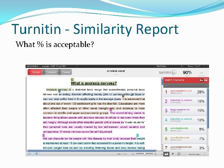 Turnitin - Similarity Report What % is acceptable? 