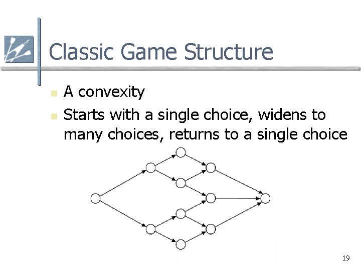 Classic Game Structure n n A convexity Starts with a single choice, widens to