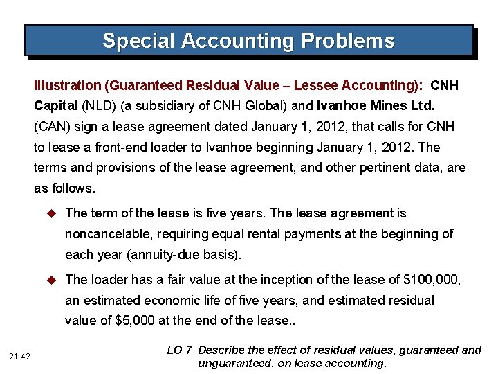 Special Accounting Problems Illustration (Guaranteed Residual Value – Lessee Accounting): CNH Capital (NLD) (a
