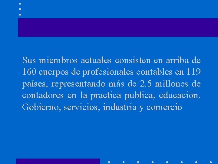 Sus miembros actuales consisten en arriba de 160 cuerpos de profesionales contables en 119