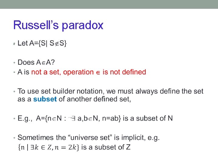 Russell’s paradox • 