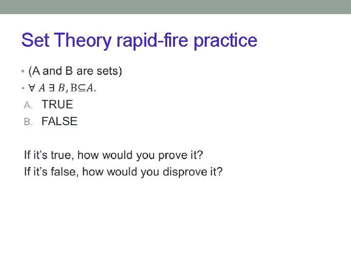 Set Theory rapid-fire practice • 