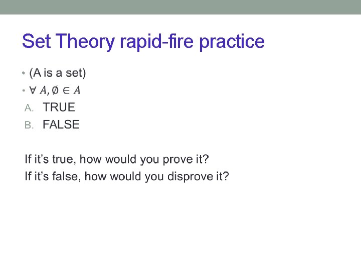 Set Theory rapid-fire practice • 