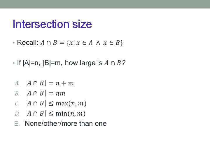 Intersection size • 