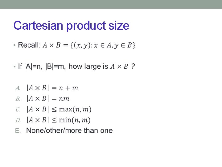 Cartesian product size • 
