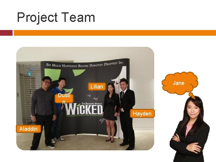 Project Team Jane Lilian Dusti n Hayden Aladdin Project Team Jane Lilian Dusti n Hayden Aladdin