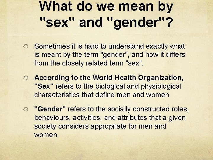 Gender Representations What Do We Mean By Sex