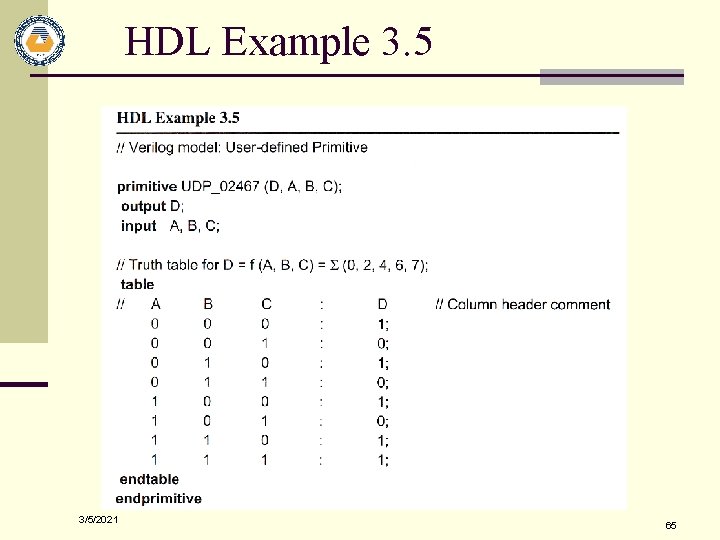 HDL Example 3. 5 3/5/2021 65 