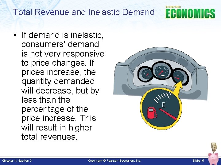 Total Revenue and Inelastic Demand • If demand is inelastic, consumers’ demand is not