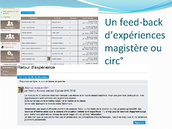 Un feed-back d’expériences magistère ou circ° Un feed-back d’expériences magistère ou circ°