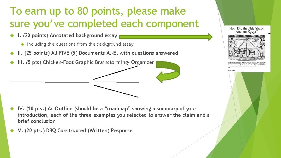 To earn up to 80 points, please make sure you’ve completed each component I.