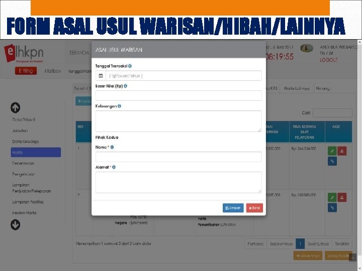 FORM ASAL USUL WARISAN/HIBAH/LAINNYA 