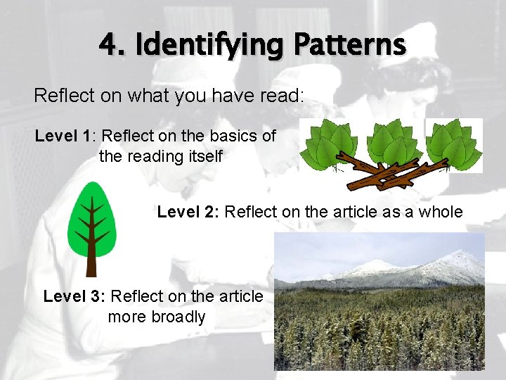 4. Identifying Patterns Reflect on what you have read: Level 1: Reflect on the