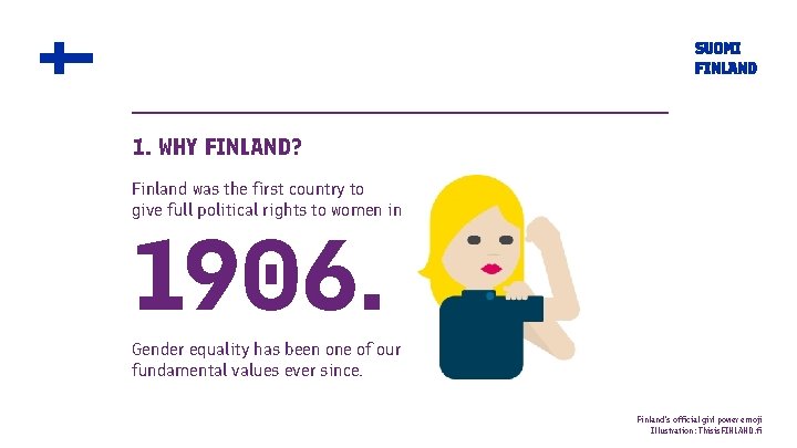 1. WHY FINLAND? Finland was the first country to give full political rights to
