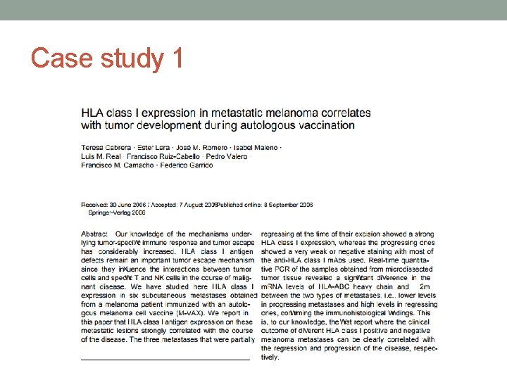 Case study 1 