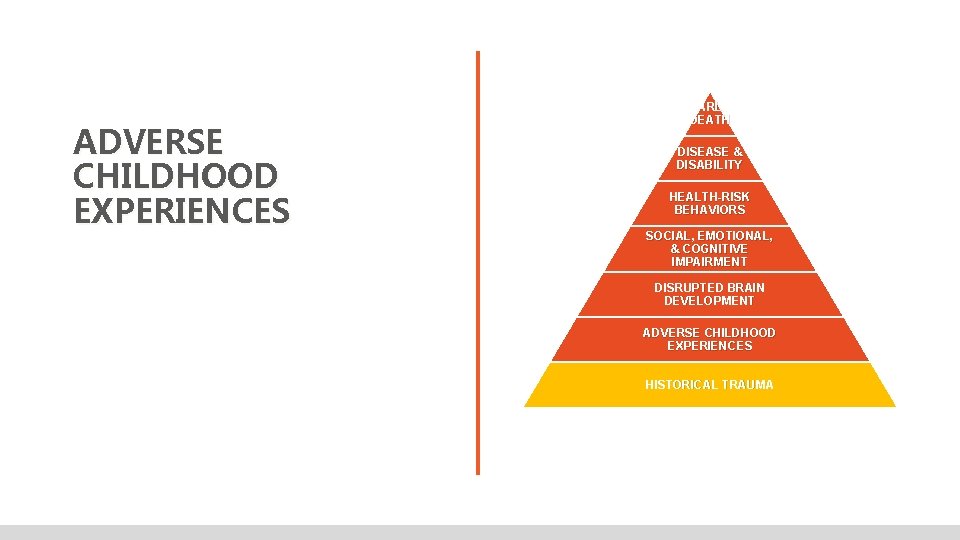 ADVERSE CHILDHOOD EXPERIENCES EARLY DEATH DISEASE & DISABILITY HEALTH-RISK BEHAVIORS SOCIAL, EMOTIONAL, & COGNITIVE