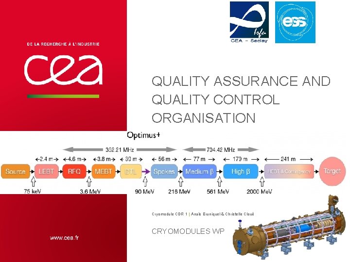 QUALITY ASSURANCE AND QUALITY CONTROL ORGANISATION Cryomodule CDR 1 | Anaïs Bruniquel & Christelle