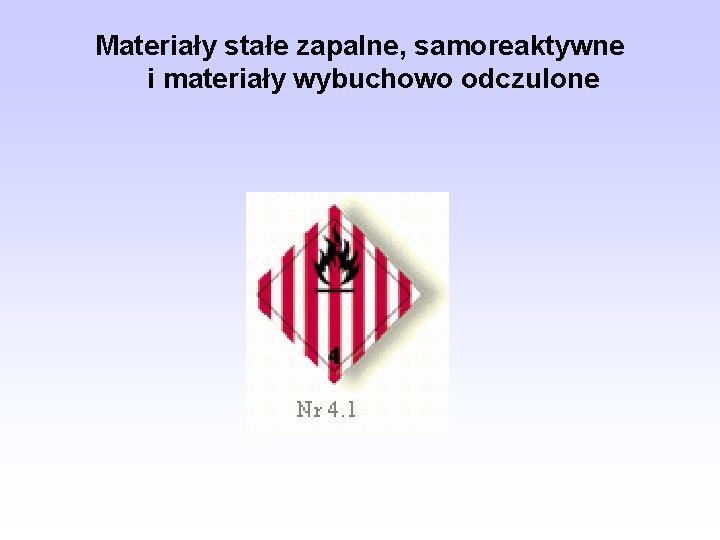 Materiały stałe zapalne, samoreaktywne i materiały wybuchowo odczulone 