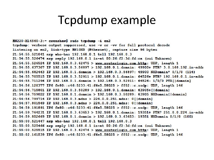 Tcpdump example 