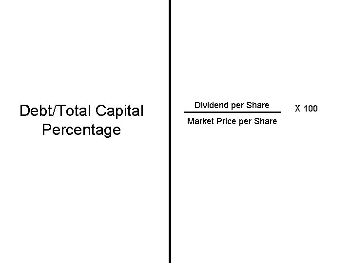 Debt/Total Capital Percentage Dividend per Share Market Price per Share X 100 