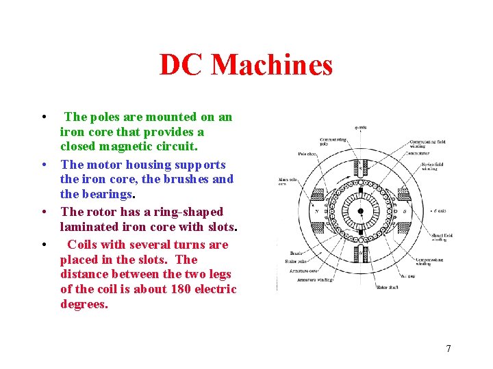 DC Machines • The poles are mounted on an iron core that provides a DC Machines • The poles are mounted on an iron core that provides a