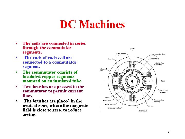 DC Machines • • • The coils are connected in series through the commutator DC Machines • • • The coils are connected in series through the commutator