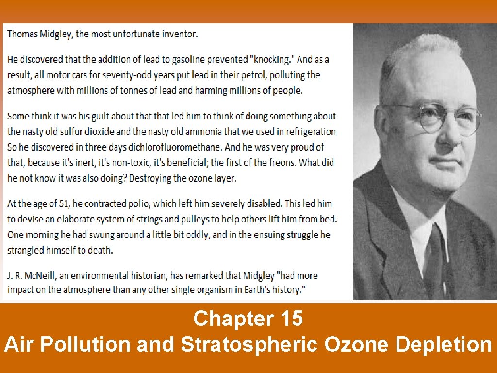 Chapter 15 Air Pollution and Stratospheric Ozone Depletion 