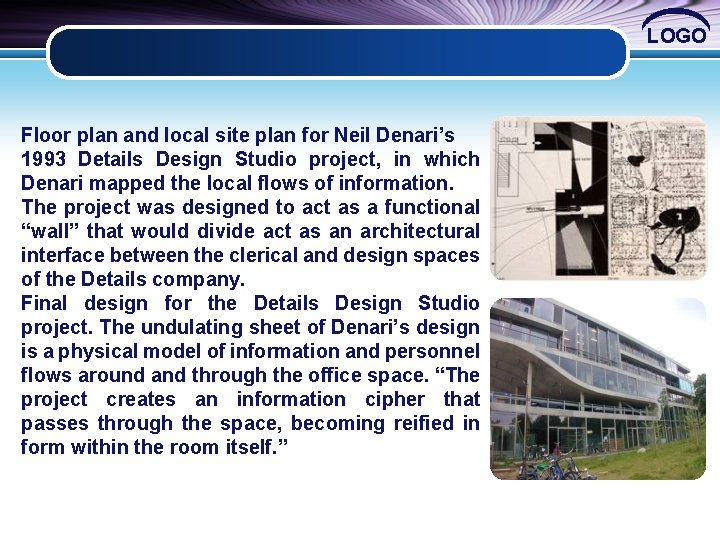 LOGO Floor plan and local site plan for Neil Denari’s 1993 Details Design Studio