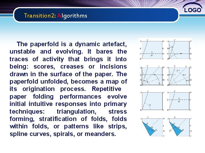 Transition 2: Algorithms The paperfold is a dynamic artefact, unstable and evolving. It bares