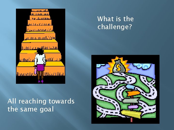 What is the challenge? All reaching towards the same goal 