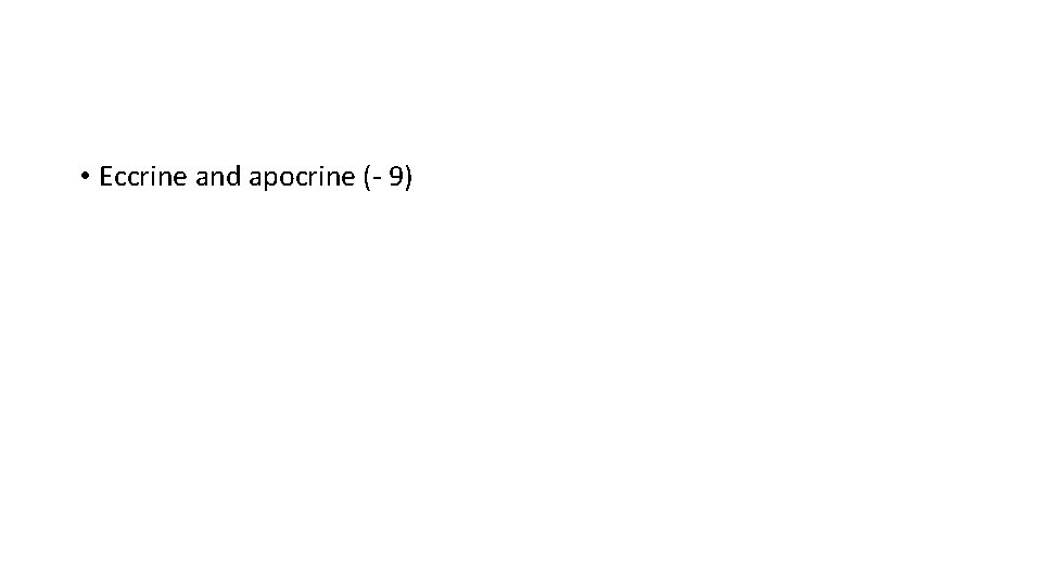  • Eccrine and apocrine (- 9) 