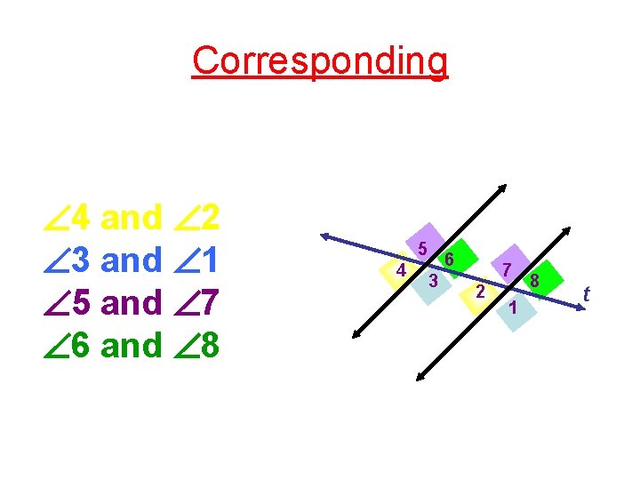 Corresponding 4 and 2 3 and 1 5 and 7 6 and 8 5