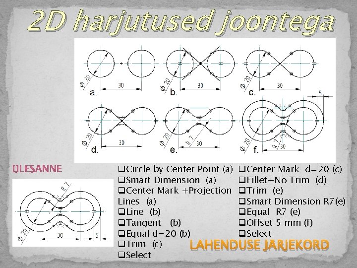 2 D harjutused joontega q. Circle by Center Point (a) q. Center Mark d=20