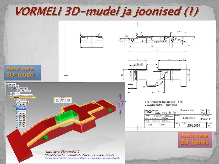 VORMELI 3 D-mudel ja joonised (1) Auto kere 3 D-mudel Auto kere 2 D-joonis