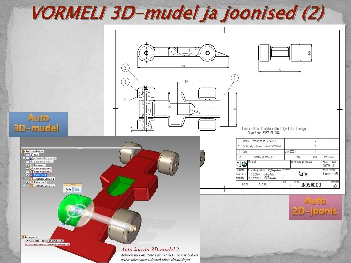 VORMELI 3 D-mudel ja joonised (2) Auto 3 D-mudel Auto 2 D-joonis 