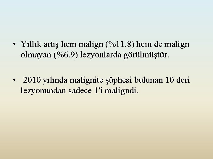  • Yıllık artış hem malign (%11. 8) hem de malign olmayan (%6. 9)