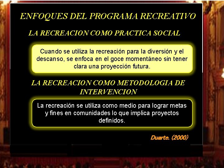 ENFOQUES DEL PROGRAMA RECREATIVO LA RECREACION COMO PRACTICA SOCIAL Cuando se utiliza la recreación ENFOQUES DEL PROGRAMA RECREATIVO LA RECREACION COMO PRACTICA SOCIAL Cuando se utiliza la recreación